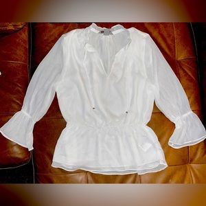 White sheer detailed blouse